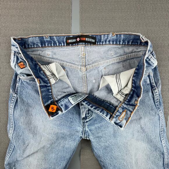 Wrangler FR13MWZ Flame Resistant Jeans 34x36 Light Wash Workwear HRC2 Distressed - Picture 5 of 12